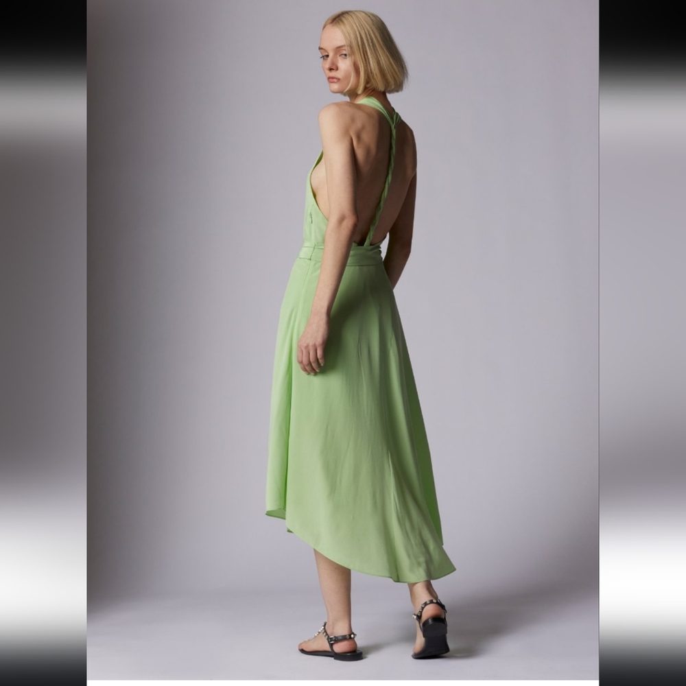 Alejandra Midi Silk Dress By Dress The Population, Pistachio Green, Size 0, NWT - Picture 1 of 9